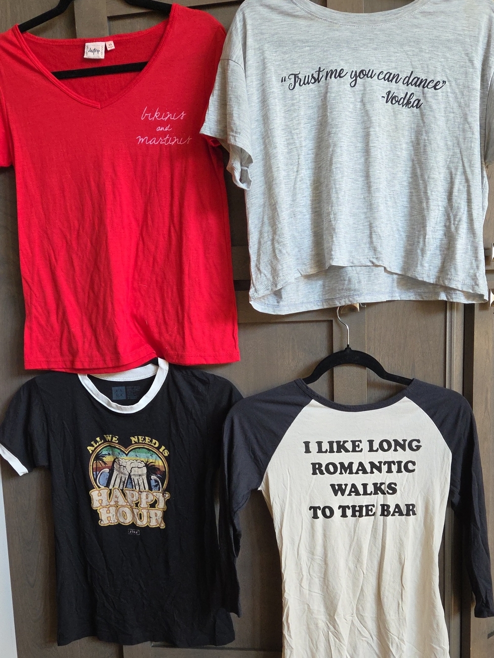 Daytrip Bright Red V-Neck Tee with Script Chest Detail